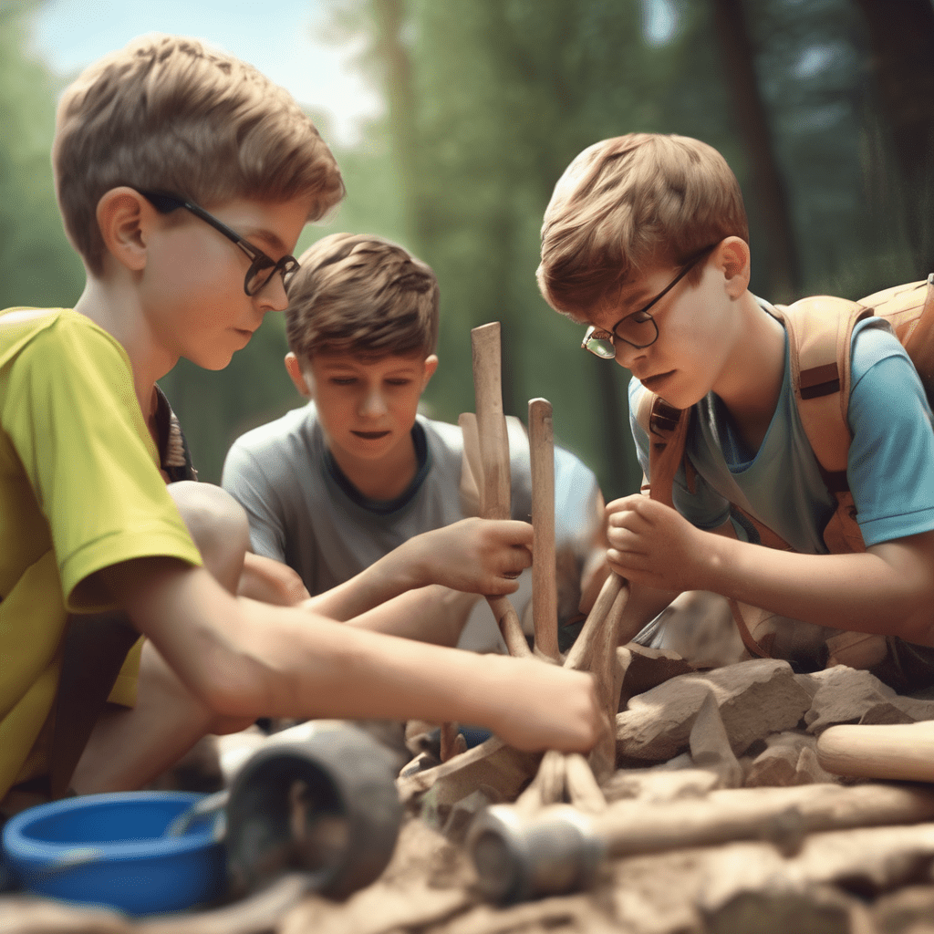 generate photo of boys collaborating in summer camp